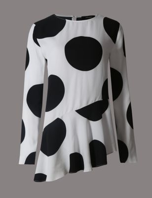 Tailored Fit Satin Spotted Blouse